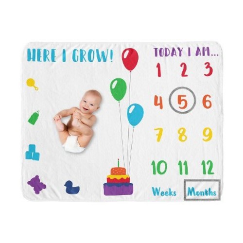 Sweet Jojo Designs Gender Neutral Unisex Baby Milestone Blanket Here I Grow Multicolor