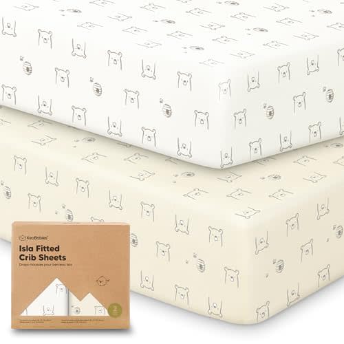 2-Pack Crib Sheets for Boys, Girls - Viscose Derived from Bamboo Fitted Crib Sheet, Baby Crib Sheets Neutral, Crib Mattress Sheet, Toddler Bed Sheets, Baby Sheets for Crib Fitted Sheets (Bumble Bear)