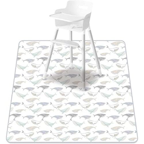 Baby Splat Mat for Under High Chair, 51 x 51 Inch(Whale)