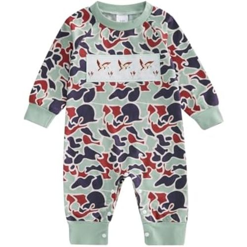 Baby Boys Romper Camouflage Embroidery Duck Clothes Long Sleeve Sweatshirt Jumpsuit Newborn Fall Outfit