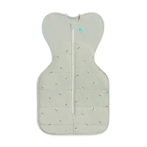 Love To Dream Quilted Stretch Cotton Swaddle Up 2.5 Tog Bees Olive Size Newborn | Baby Bunting AU
