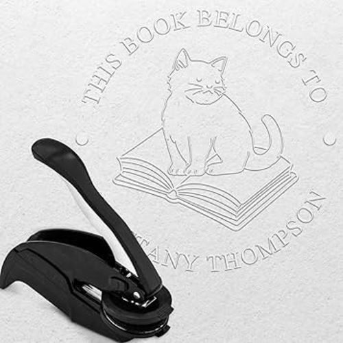 Custom Library Embosser - Style 056 - Great for Customizing Books, Ex Libris, Personalized Journals and more.