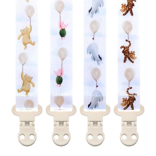 Baby Pacifier Clip Holder - Girl or Boy Unisex Neutral 4 Pack Gift Set – Vintage Classic Winnie Teddy Bear and Friends
