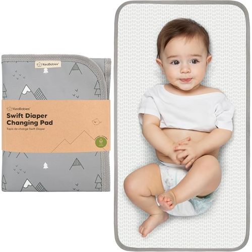 KeaBabies Portable Diaper Changing Pad, Easy Wipe Clean - Foldable Waterproof Baby Changing Mat for Diaper Bag, Compact, Lightweight, Baby Changer Travel Essential, Machine Washable (Woodland)