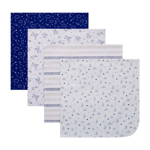 George Baby Flannel Receiving Blankets, 4-pack, organic cotton