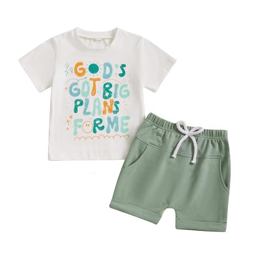 Murnouche Toddler Baby Boy Summer Clothes Excavator Print Letter T Shirt Casual Shorts Set