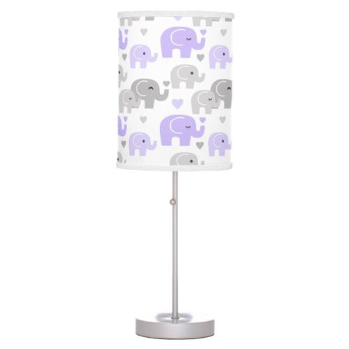 Safari Animals Elephant Purple Baby Girl Nursery Table Lamp | Zazzle