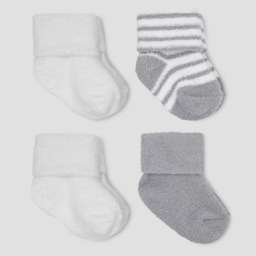 Baby Boys' 4pk Chenille Socks - Just One You® made by carter's Gray/White