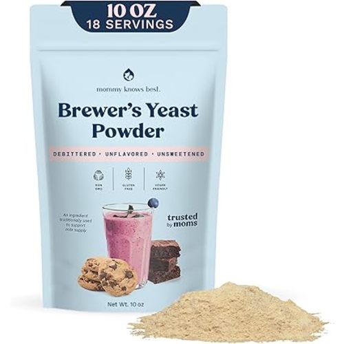 Mommy Knows Best Brewer's Yeast Powder for Lactation Support for Breastfeeding | Mild-Tasting, Debittered, Delicious in Lactation Cookies, Smoothies, Lactation Recipes, Gluten-Free, 10 oz