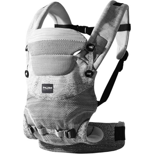 Ergonomic 4-in-1 Baby Carrier Newborn to Toddler - with Lumbar Support - for Children 8-33 Pounds - 360 Degree Baby Wearing - Inward & Outward Facing - (Grey)