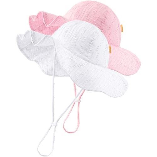 HONGTEYA Baby Sun Hat Toddler Girls Infant Beach Outdoor Summer Hat Wide Brim UPF 50+ Sun Protection