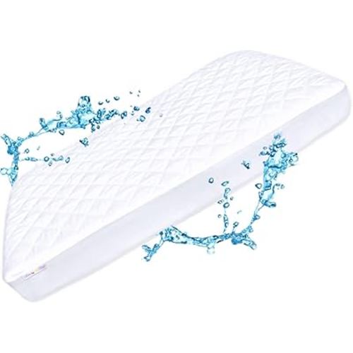 Pack N Play Mattress Protector Pad - Waterproof & Noiseless, Ultra-Soft Breathable Mattress Cover for Pack and Plays, Playards and Mini Cribs, Highly Absorbent Fitted and Dryer Safe