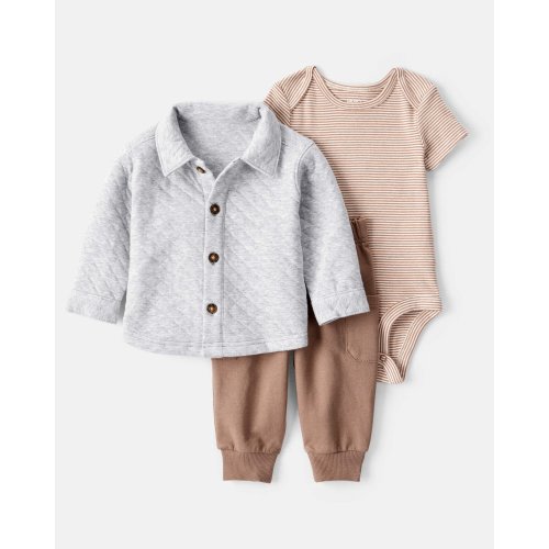 Baby Boy 3-Piece Cardigan, Bodysuit & Pant Set - Grey | Carter's
