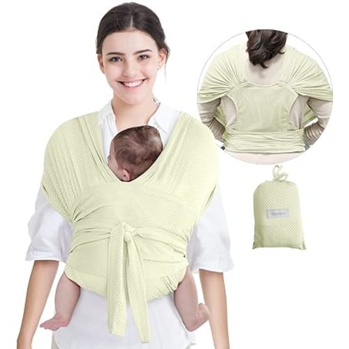 Baby Wrap Carrier,Adjustable Baby Carrier Newborn to Toddler Original Stretchy Infant Sling, Good for Newborn Babies and Children(Beige)