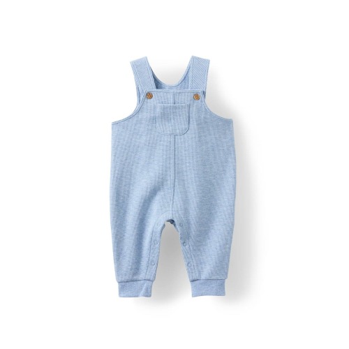 Organic Waffle Dungaree / 6-12M (dusty blue)
