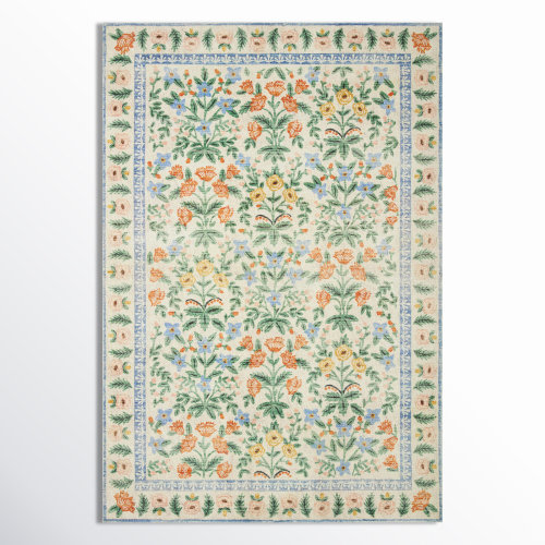 Rifle Paper Co. x Loloi Eden Mughal Garden Cream Rug feat CloudPile