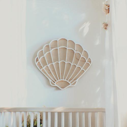 Boho Nursery Decor Seashell Wood and White Mermaid Decor Baby Shower Gifts Baby Shower Decor Nursery Decor Custom Gifts Nautical Theme Beach