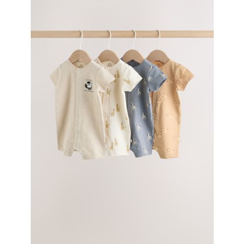 Neutral Animal Jersey Baby Rompers 4 Pack
