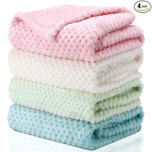 Frienda 4 Pcs Baby Fuzzy Blanket Fluffy Baby Blanket for Boys Girls Soft Warm Infant Newborn Toddler Receiving Nursery Bed Supplies, 32 x 24 Inch(Fresh Color)