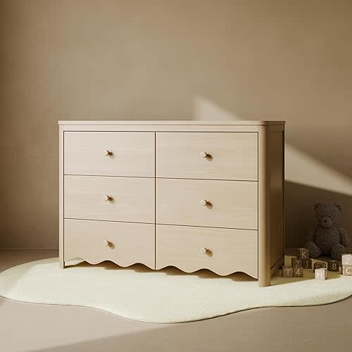 Storkcraft Casablanca 6 Drawer Dresser (Driftwood) – GREENGUARD Gold Certified, Sturdy Dresser for Nursery Bedroom with Spacious Storage, Interlocking Drawer System, Pre-Installed Tracks