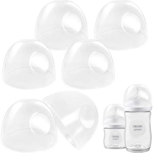Baby Bottle Lids Compatible with Philips Avent Baby Bottles, Soft & Safe Bottle Caps for Avent Glass & Natural Bottles, 6 Count