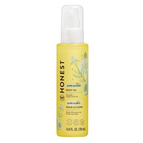 Honest Organic Body Oil, Baby Massage, Olive Skin, Fragrance Free, Plant-Based, Hypoallergenic 4.0 fl oz