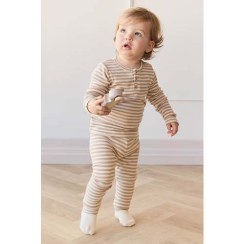 Organic Cotton Modal Everyday Legging - Narrow Stripe Baker/Cloud