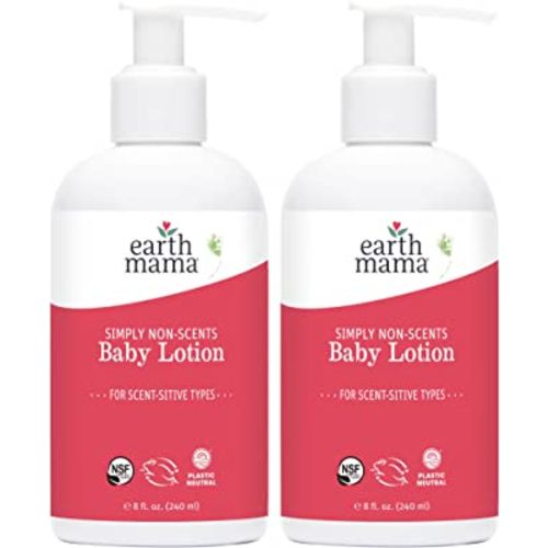 Earth Mama Simply Non-Scents Baby Lotion for Dry Skin, Calendula Cream for Newborn Skin Care, Organic Moisturizer for Children with Aloe Juice, Rooibos, & Shea Butter, Fragrance Free, 8-Fl oz (2-Pk)