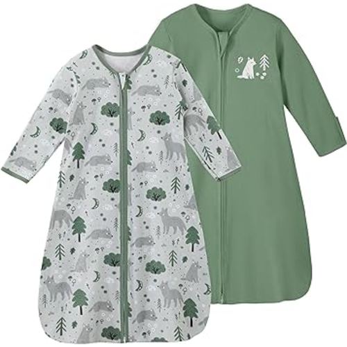 Yoofoss Baby Sleep Sack 0-6 Months Long Sleeve Wearable Blanket Baby 100% Organic Cotton 2-Way Zipper 0.5 Tog Newborn Sleeping Sack, Lightweight(Small)