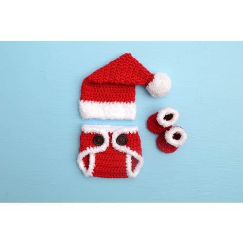 Baby Santa Outfit, Crochet Santa Hat and Diaper Cover, Baby Santa Set, Baby Christmas Outfit Photoshoot, Santa Baby Boy Girl Outfit