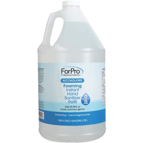ForPro Professional Collection Alcohol-Free Foaming Instant Hand Sanitizer, Moisturizing, Dye and Fragrance Free Sanitizer, 1 Gallon Refill