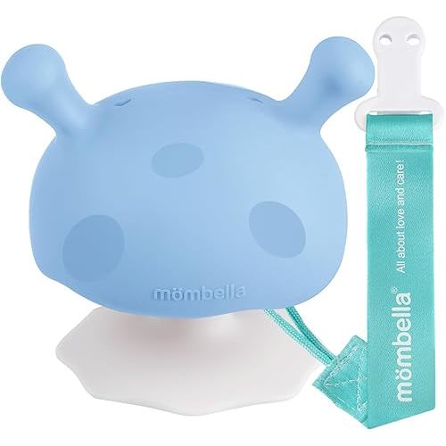 Baby Teething Toys for 3-12 Months+,Silicone Mombella Baby Teether with Suction Base,Soft & Easy to Grasp for Teething Relief,Safe & Comfortable Teether Toys for Sucking Needs,BPA Free (Blue)