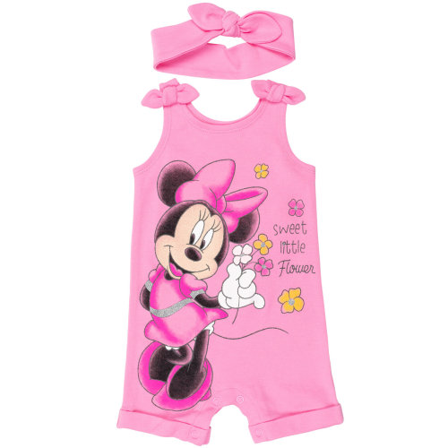 Disney Minnie Mouse Newborn Baby Girls Snap Romper and Headband Newborn to Toddler