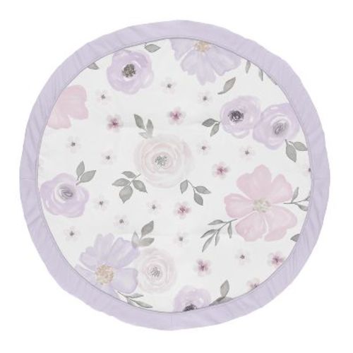 Sweet Jojo Designs Girl Baby Tummy Time Playmat Watercolor Floral Purple Pink And Grey