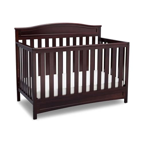 Delta Children Emery 4-in-1 Convertible Baby Crib - Greenguard Gold Certified - Converts to Toddler Bed, Daybed, Full Size Bed - 3 Adjustable Heights - Easy to Assemble Wooden Crib, Dark Chocolate