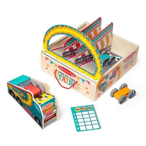 Melissa & Doug Fun at the Fair! Wooden Ring of Fire Stunt Jumper Cars Game