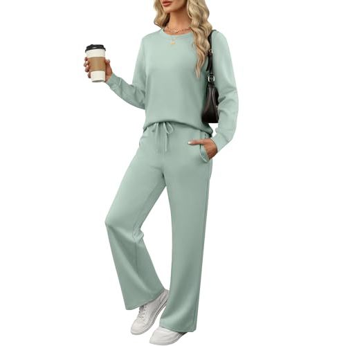 ANRABESS Women's 2 Piece Lounge Sets Casual Travel Outfits Wide Leg Tracksuit Sweatsuits Matching Set 2025 Fall Clothes