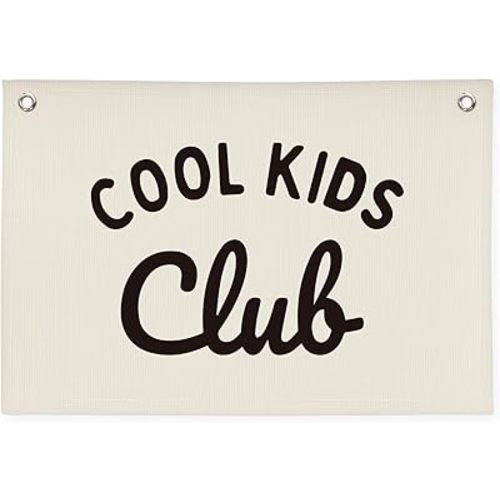 Playroom Wall Decor Cool Kids Club, Kids Playroom Decor, Linen Banner Wall Hanging Banner Flag, Classroom Decorations, Baby Shower Gifts 30x20