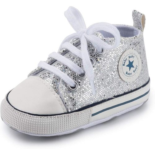 Unisex Baby Girls Boys Canvas High-top Shoes, Newborn Infant Anti-Slip Soft Sole Frist Walking Breathable Sneakers
