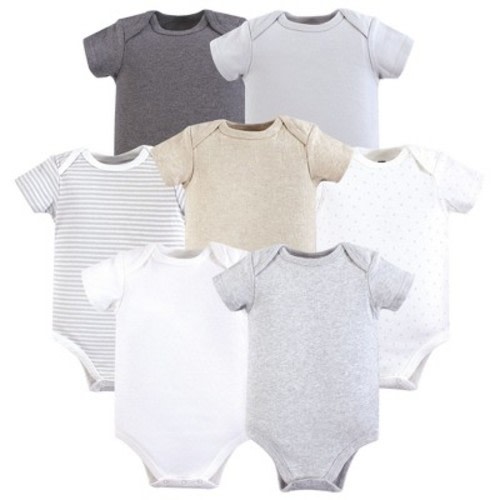 Hudson Baby Cotton Bodysuits 7pk, Neutral Basic, Size: 3-6 months