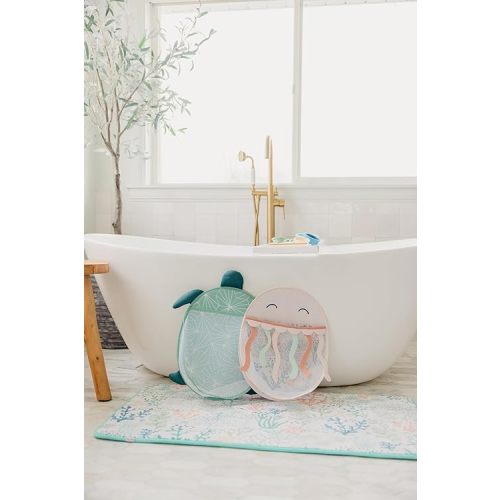 Copper Pearl Oceana Bath Toy Organizer with Suction Cups Extra-Large Mesh Bath Toy Holder for Bathtub, Quick-Dry Bath Toy Storage Net, Convenient Bath Toy Net for Tub - Cora