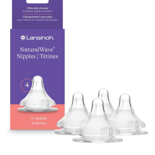 Lansinoh NaturalWave Baby Bottle Nipples, Extra Slow Flow, Size XS, 0+ Months, 4 Count – 100% Soft, Durable Silicone, Made Without BPA BPS, Anti-Colic, Supports Baby’s Developing Mouth and Teeth