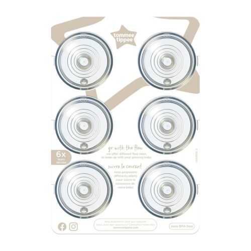 Tommee Tippee Natural Start Baby Bottle Nipples, Medium Flow, 3m+, Pack of 6 Soft Silicone Breast-Like Bottle Nipples for a Natural Latch with Anti-Colic Valve