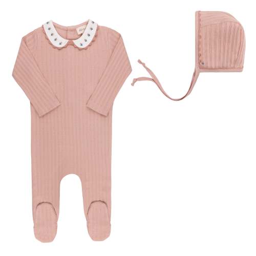 Looms Rose Tulip Footie & Bonnet Set