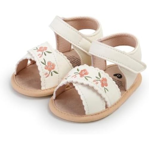 GDSDYM Infant Baby Girls Summer Sandals with Flower Bowknot Soft Sole Wedding Dress Flats Newborn First Walkers Crib Dress Shoes
