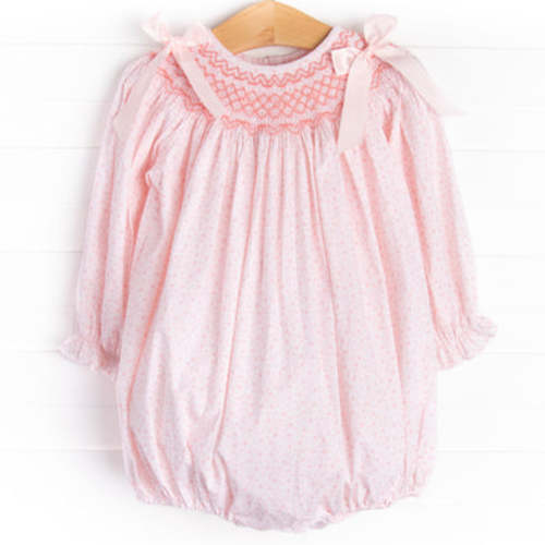Bow Me Away Smocked Bubble, Pink – Stitchy Fish