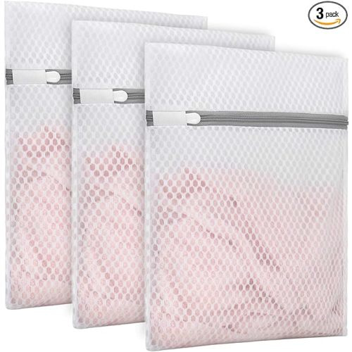 3Pcs Durable Honeycomb Mesh Laundry Bags for Delicates 9 x 12 Inches (3 Small)