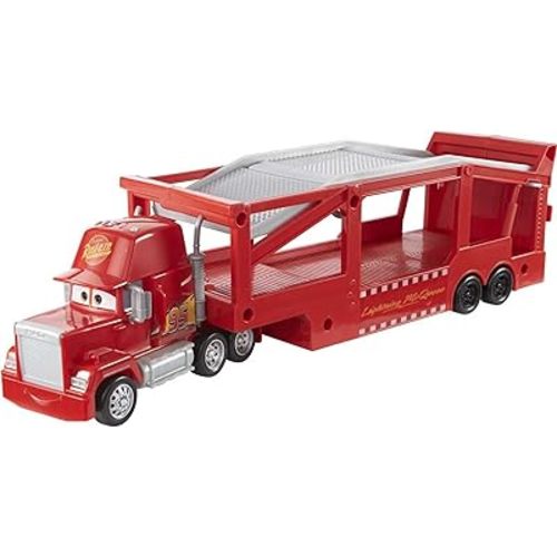 Mattel Disney and Pixar Cars Mack Hauler, 13-inch Toy Transporter Truck with Ramp & Carry Storage for 12 Vehicles, Gift for Kids Ages 4 Years Old & Up