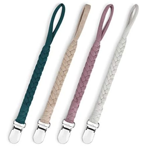 Baby Pacifier Holder for Boys and Girls, Teething Straps Unisex Design, Smoother Clip 100% Handmade Braided, Easy to Use for Teething Toy(Grey）