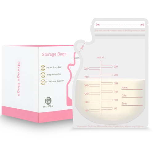 HAOUUCYIN Breastmilk Storage Bags, 8 oz Capacity, Leakproof, Presterilized, 120 Count